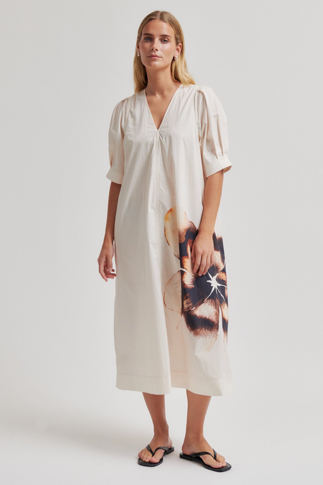 Adrienna midi kjole - Eggnog